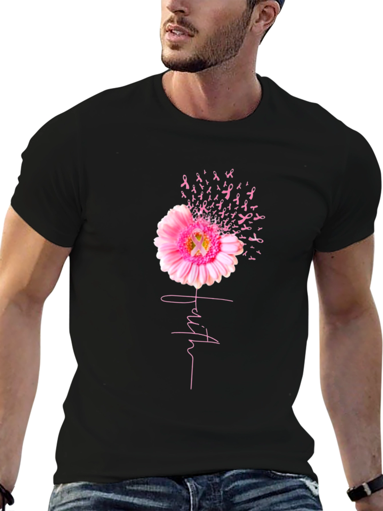 Faith Pink Ribbon Flower T-Shirt