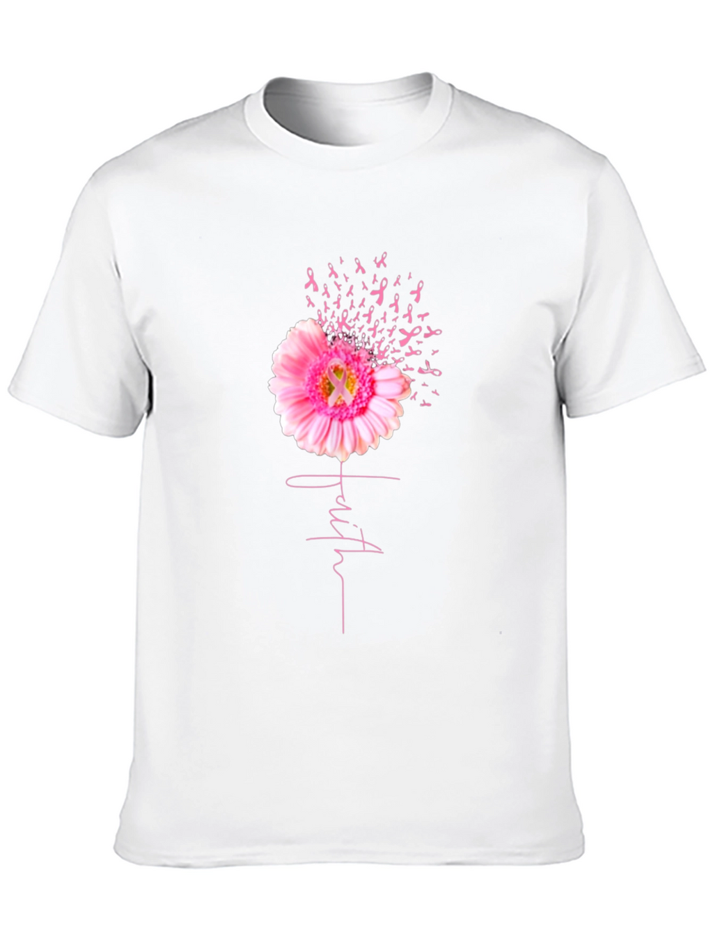 Faith Pink Ribbon Flower T-Shirt