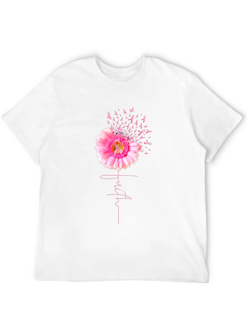 Faith Pink Ribbon Flower T-Shirt