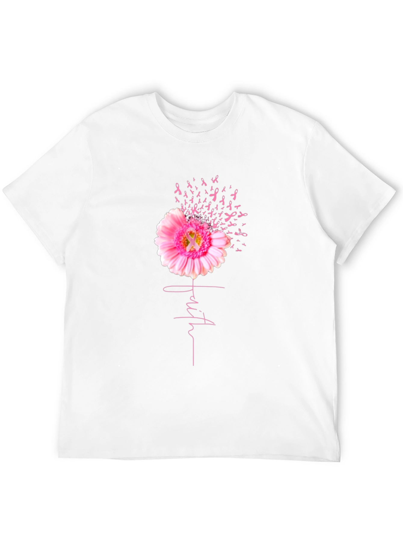 Faith Pink Ribbon Flower T-Shirt