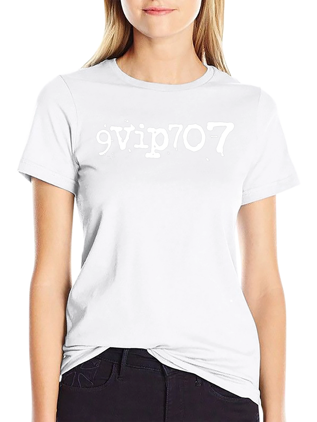 9VIP707 Black Graphic Tee - Bold Statement T-Shirt