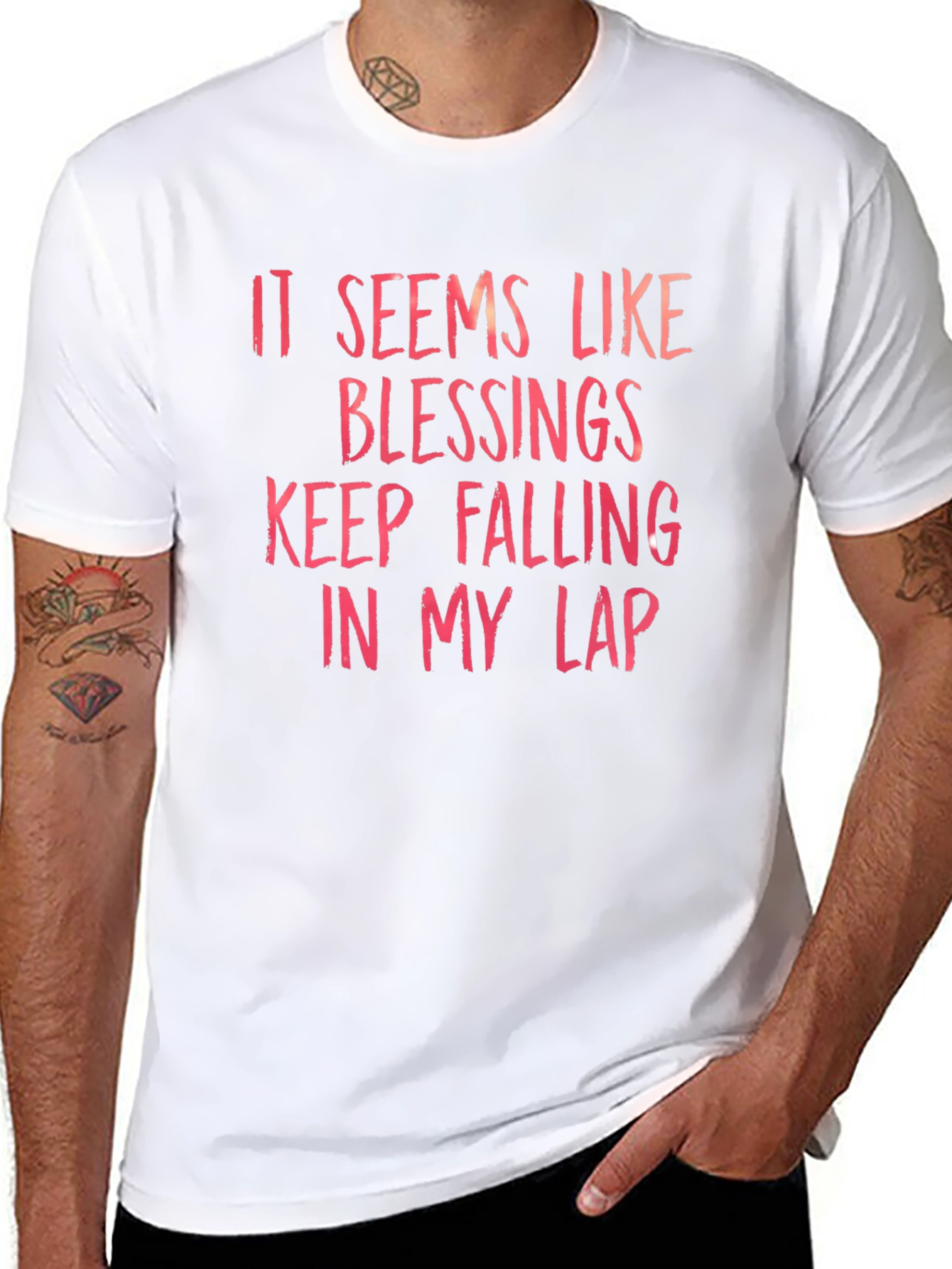 Blessings Falling T-Shirt - Black Crew Neck