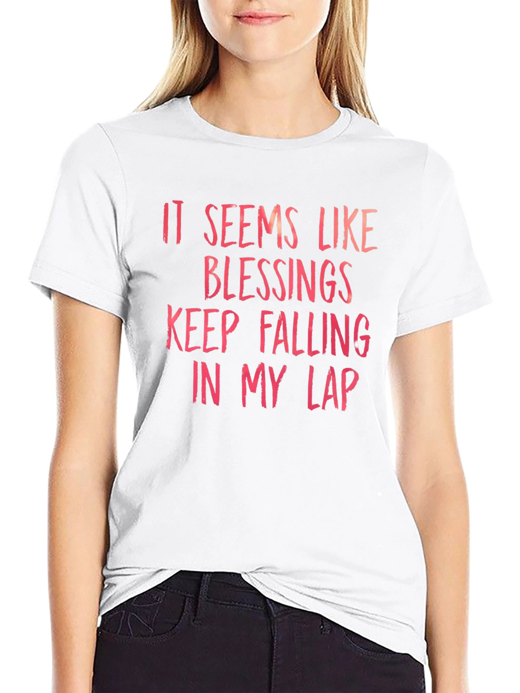 Blessings Falling T-Shirt - Black Crew Neck