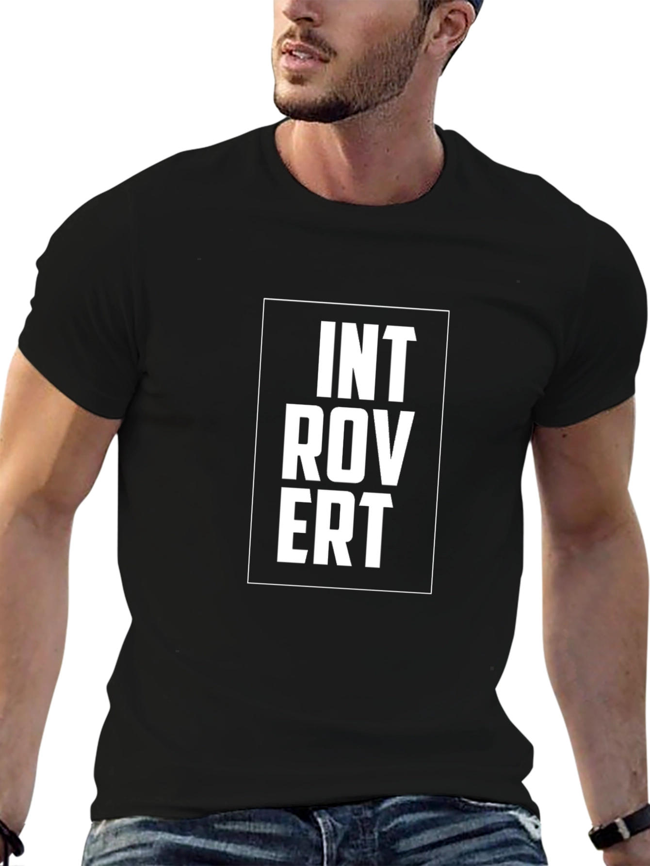 Introvert Graphic Tee - Black Cotton Comfort