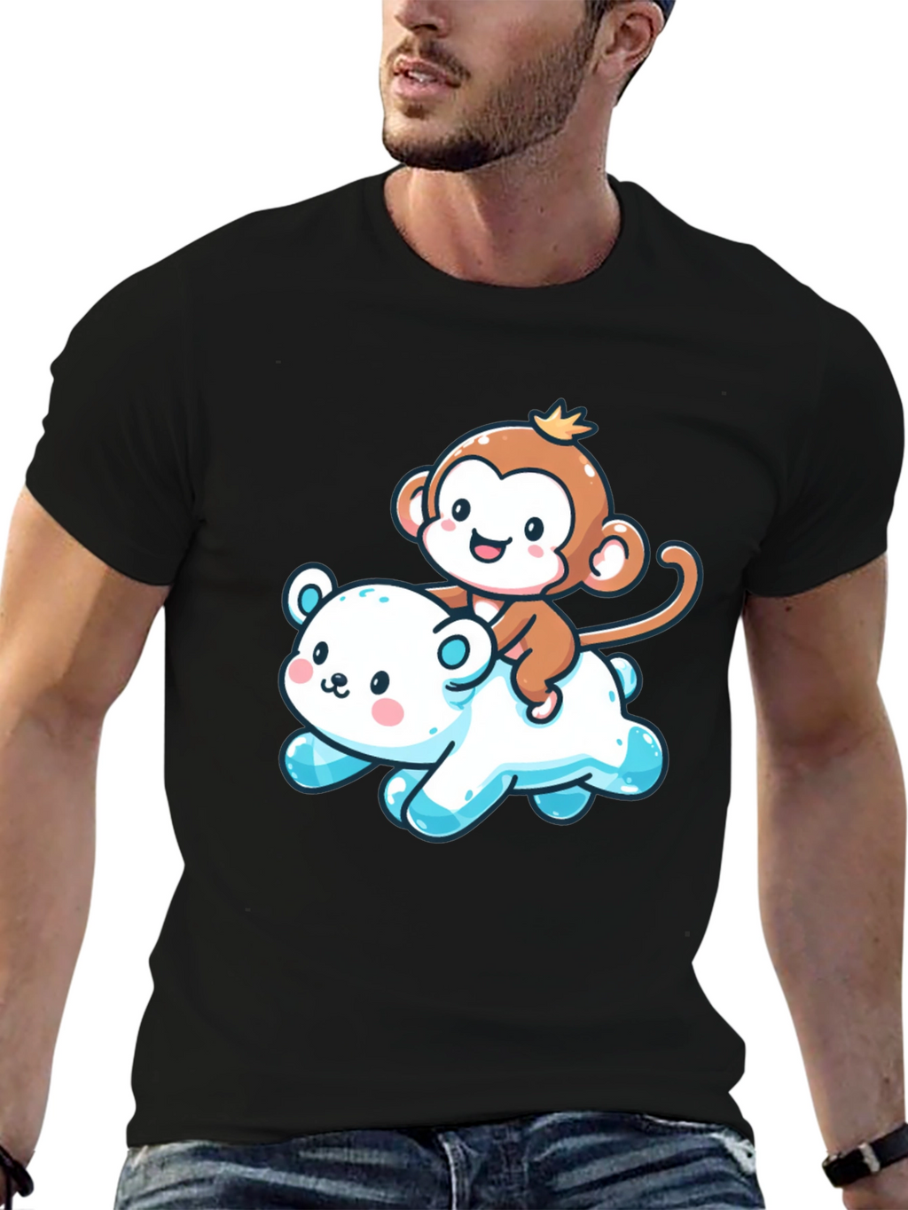 Cute Monkey & Bear Graphic Tee
