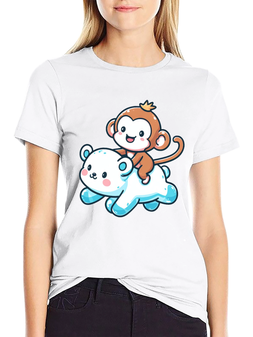 Cute Monkey & Bear Graphic Tee