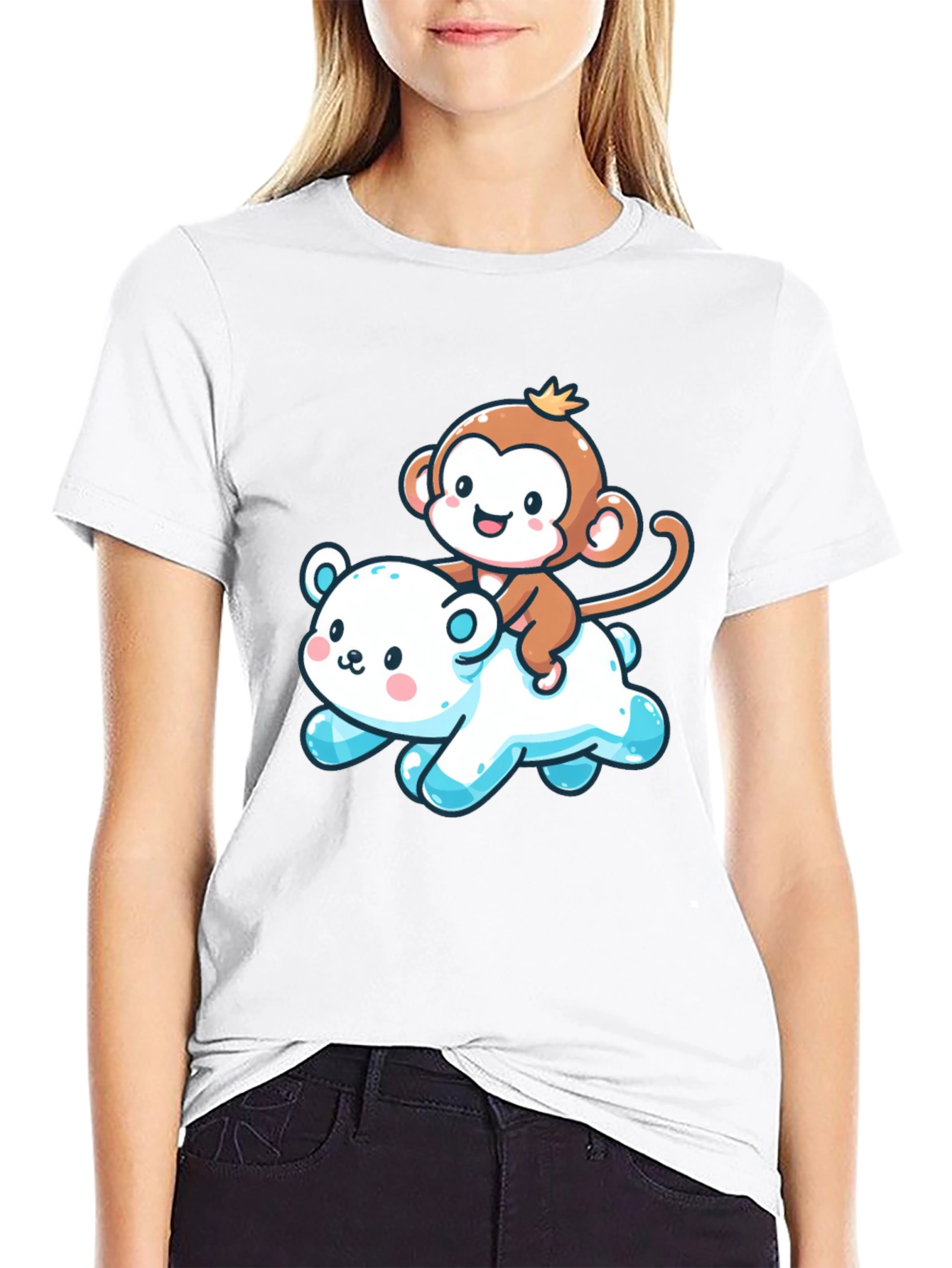 Cute Monkey & Bear Graphic Tee