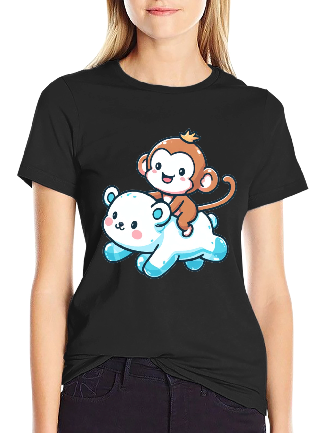 Cute Monkey & Bear Graphic Tee
