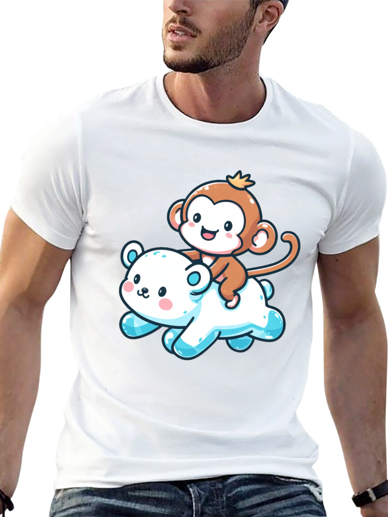 Cute Monkey & Bear Graphic Tee
