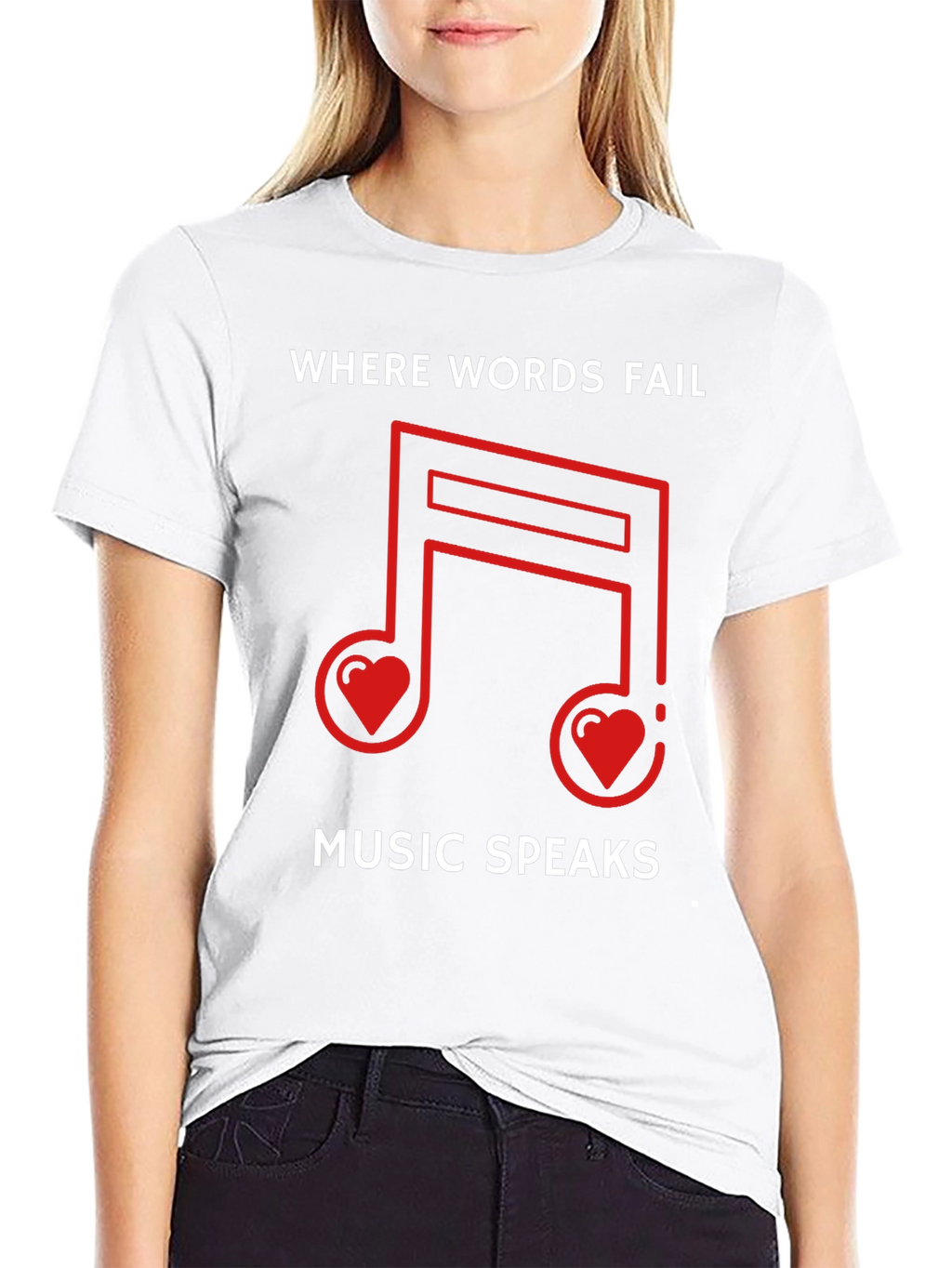 Where Words Fail Music Speaks Black Graphic Tee