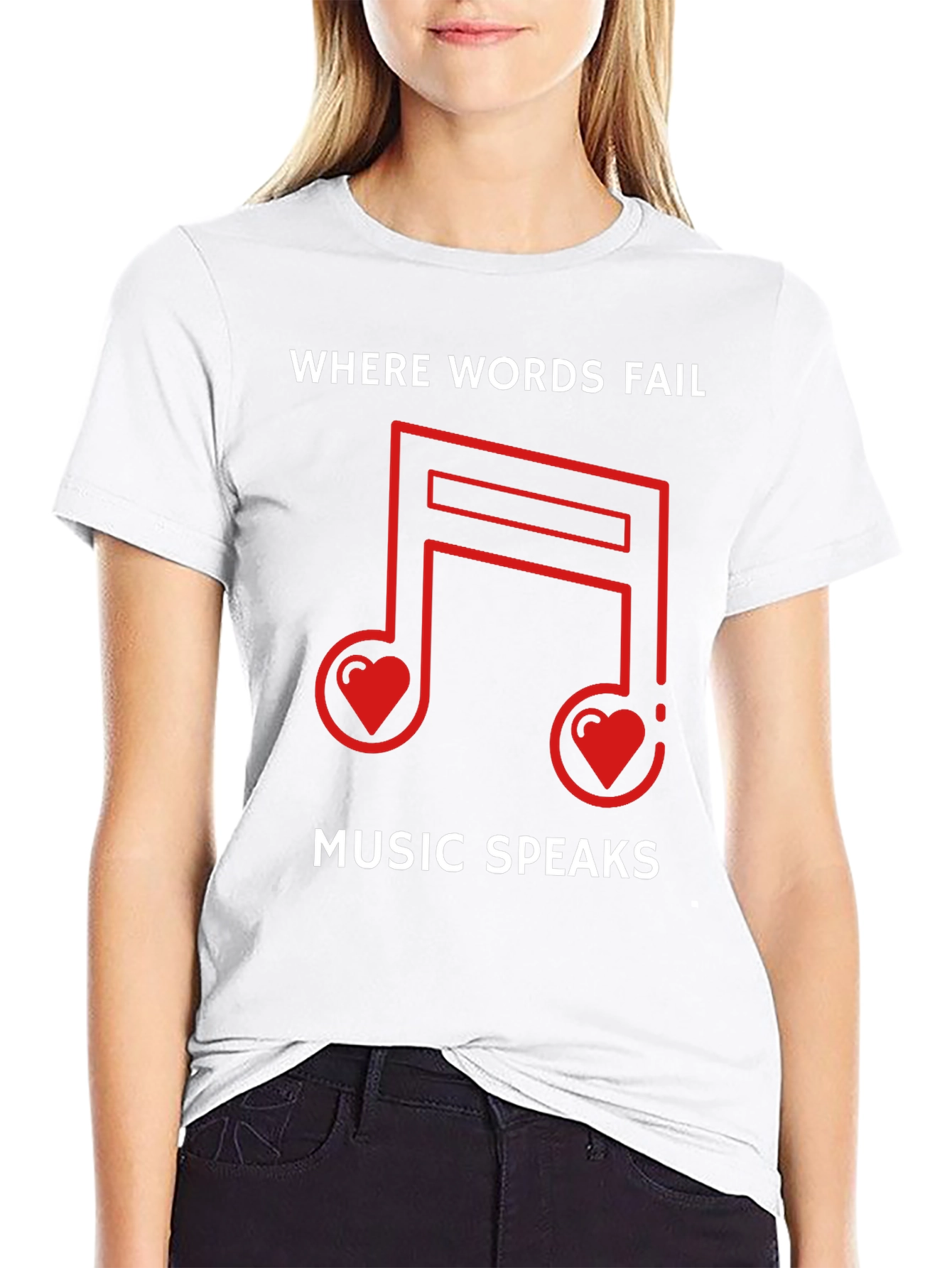 Where Words Fail Music Speaks Black Graphic Tee