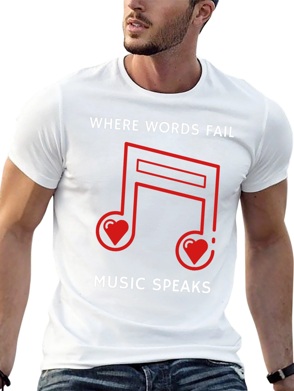 Where Words Fail Music Speaks Black Graphic Tee
