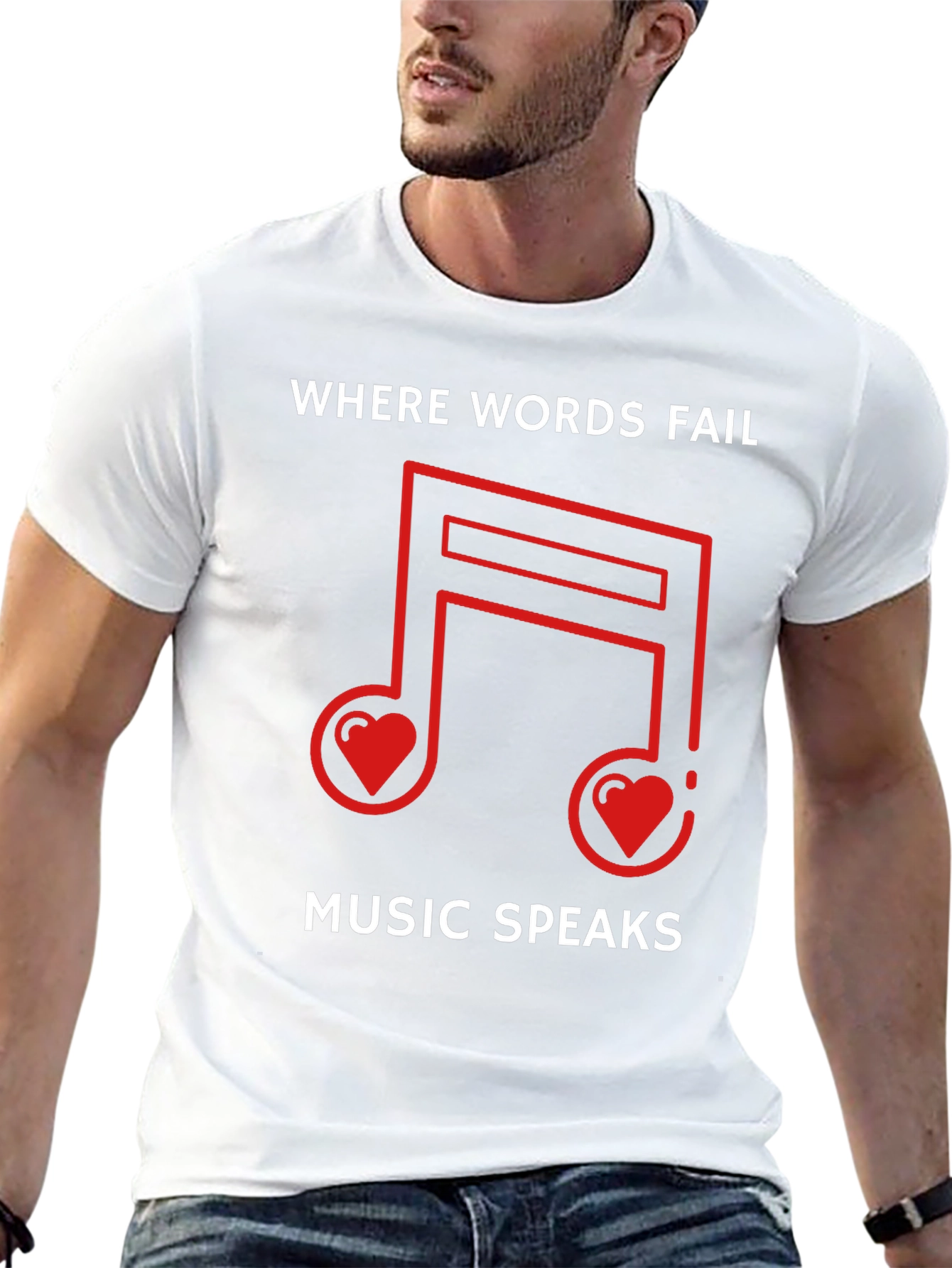 Where Words Fail Music Speaks Black Graphic Tee