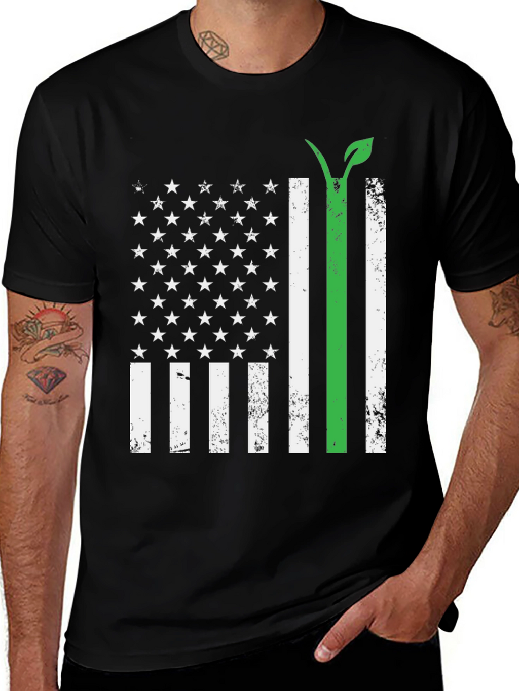 Vegan American Flag T-Shirt - Patriotic Plant-Based Pride