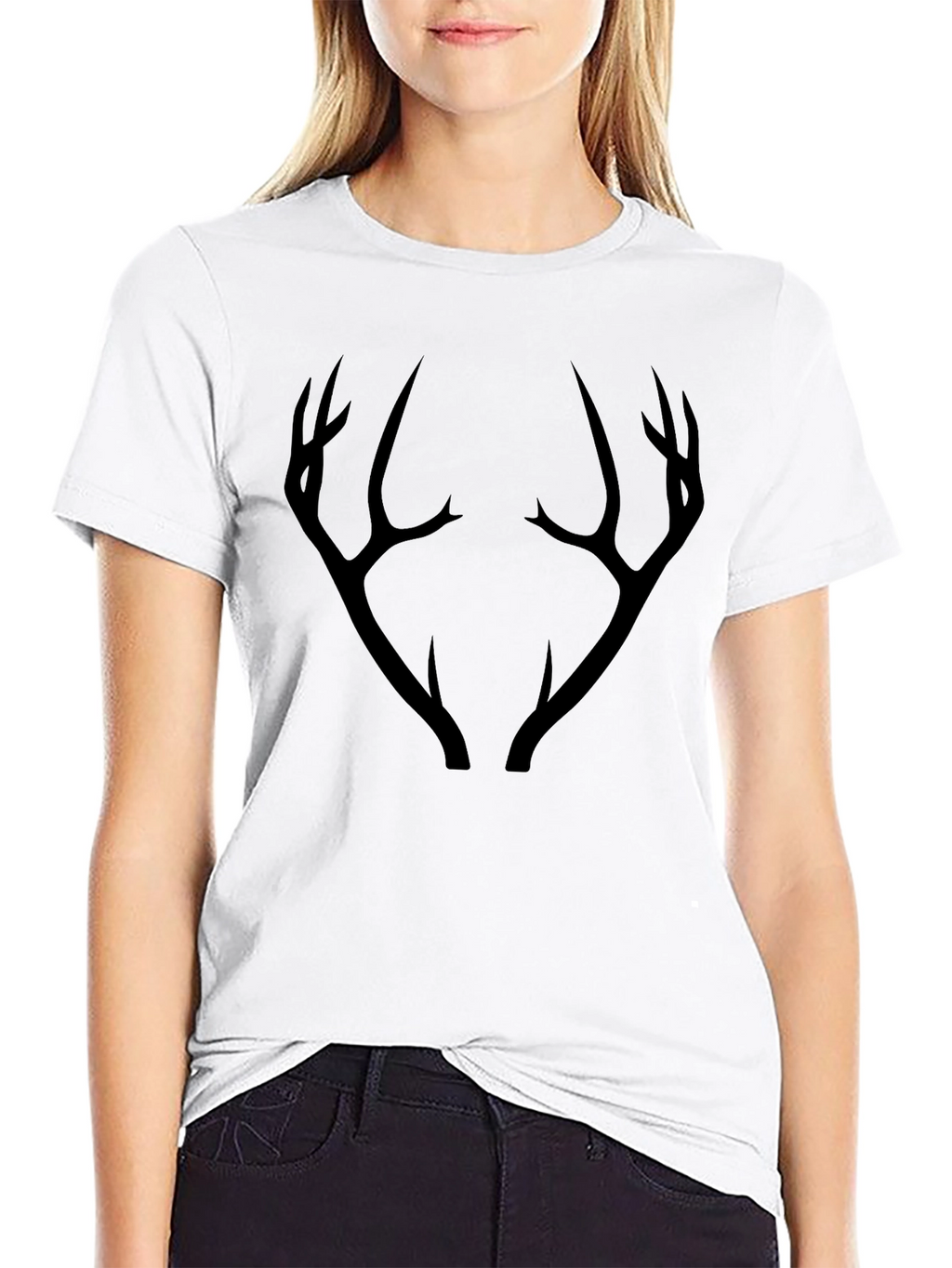 Mens Black T-Shirt with Antler Graphic
