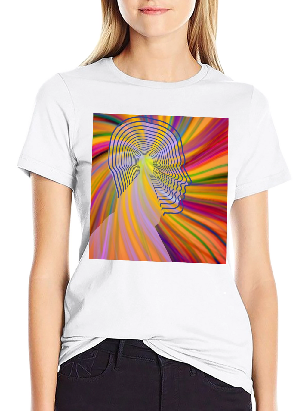 Psychedelic Head T-Shirt - Mens Black Graphic Tee