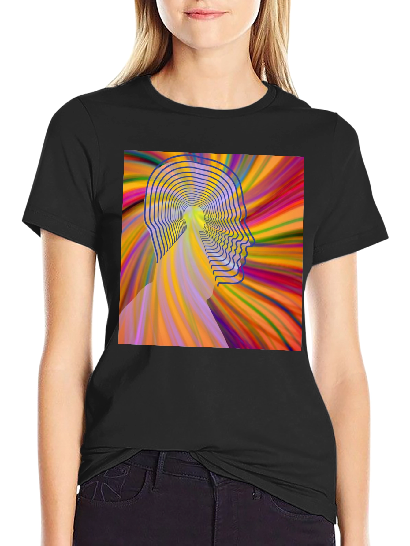 Psychedelic Head T-Shirt - Mens Black Graphic Tee