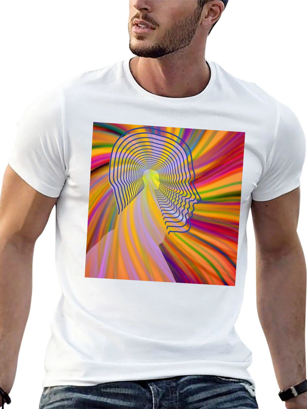 Psychedelic Head T-Shirt - Mens Black Graphic Tee