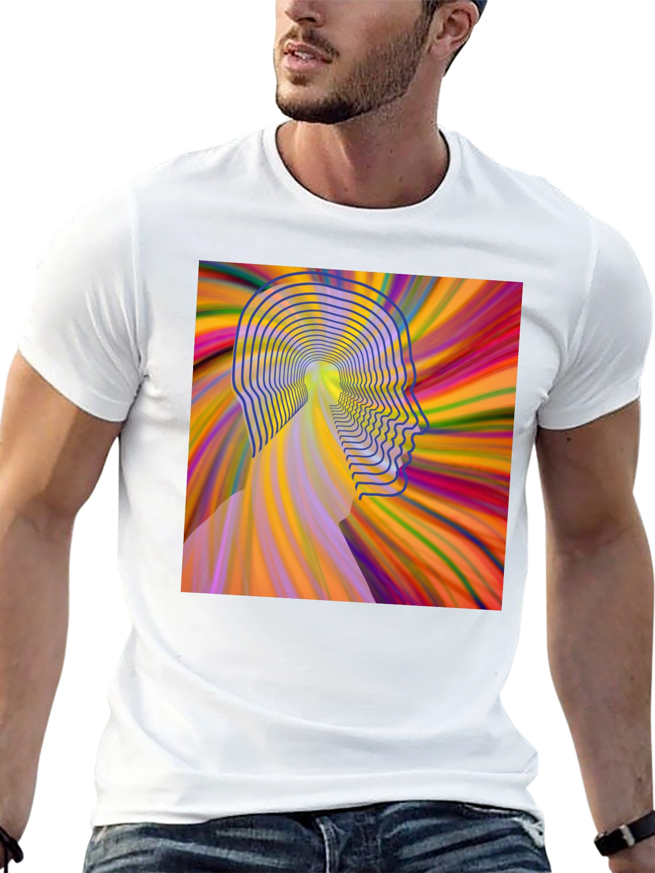 Psychedelic Head T-Shirt - Mens Black Graphic Tee