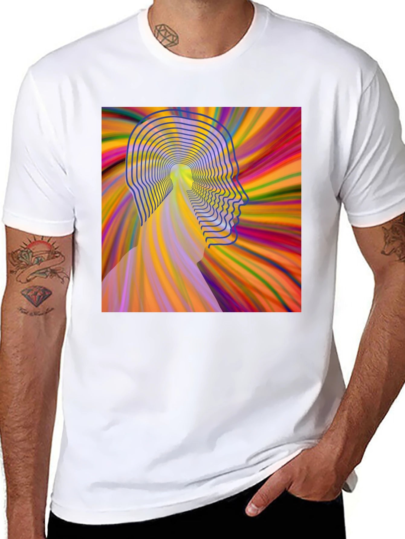 Psychedelic Head T-Shirt - Mens Black Graphic Tee