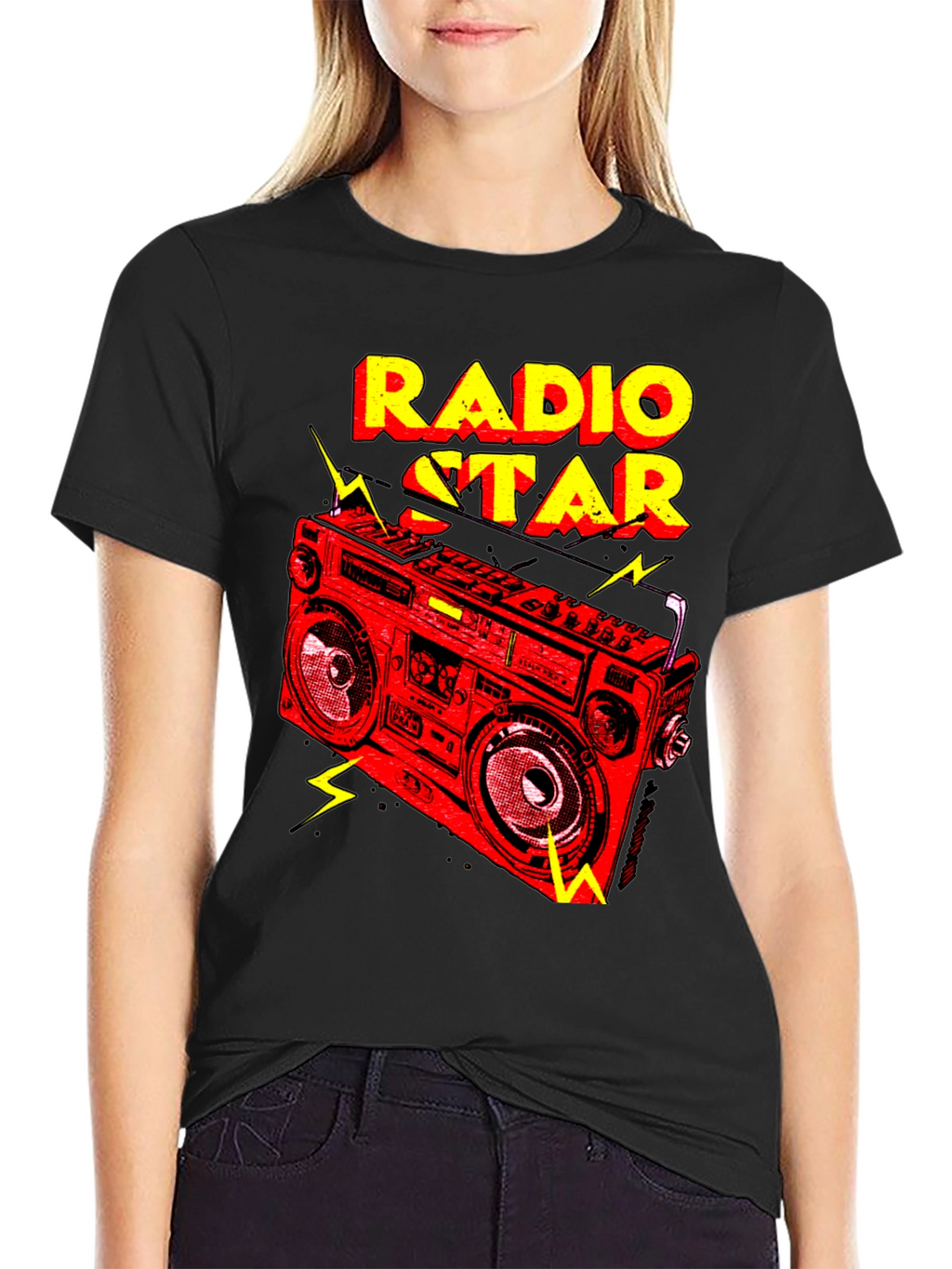 Radio Star Graphic Tee - Retro Boombox Design