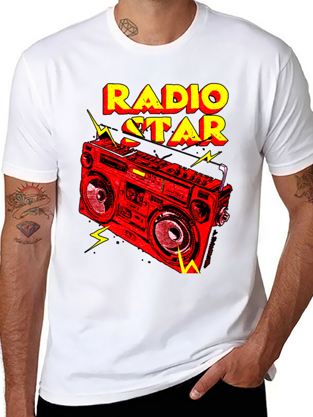 Radio Star Graphic Tee - Retro Boombox Design