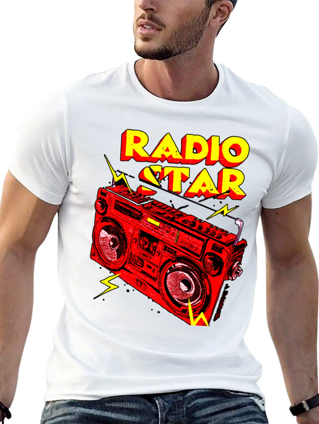 Radio Star Graphic Tee - Retro Boombox Design