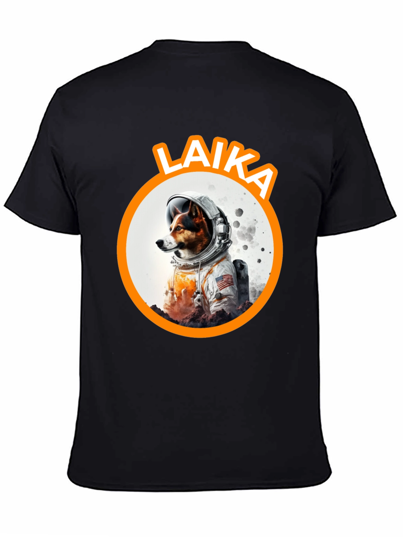 Laika Dog Astronaut Black T-Shirt