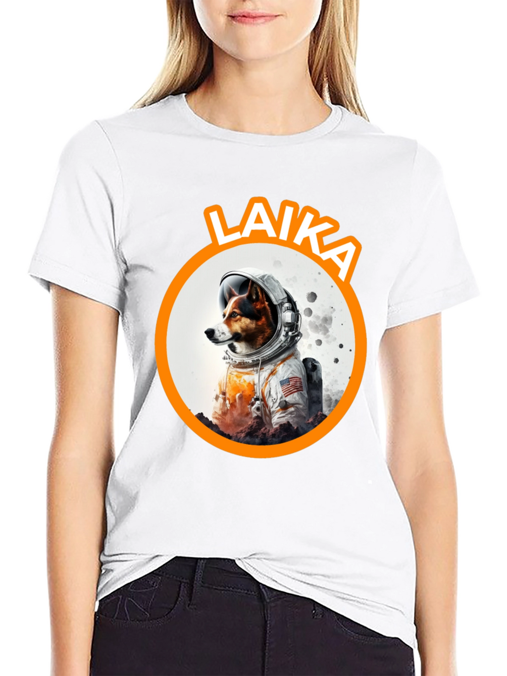 Laika Dog Astronaut Black T-Shirt