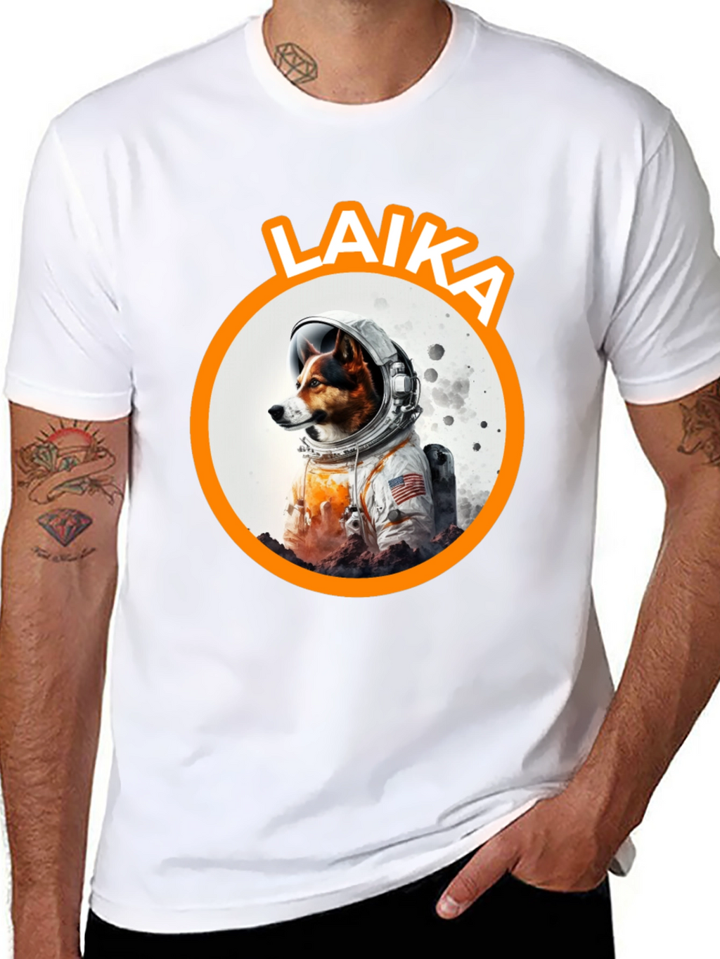 Laika Dog Astronaut Black T-Shirt