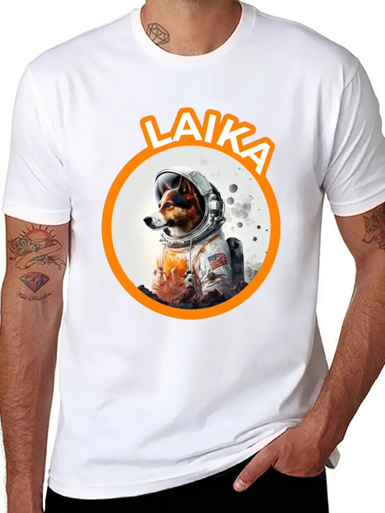 Laika Dog Astronaut Black T-Shirt