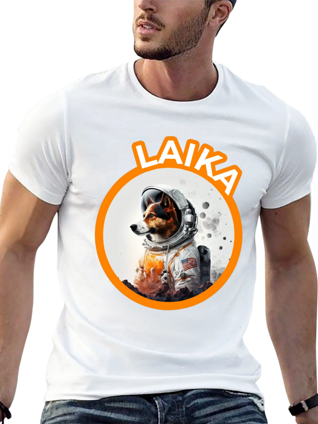 Laika Dog Astronaut Black T-Shirt