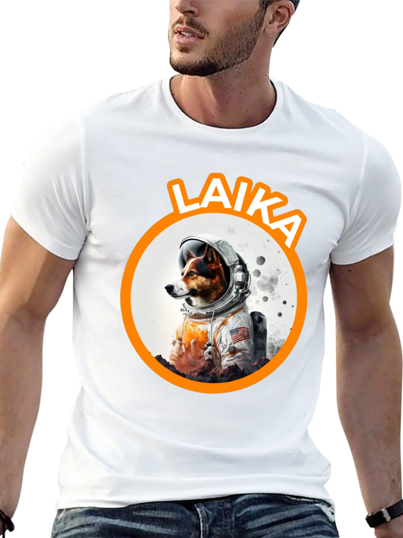 Laika Dog Astronaut Black T-Shirt