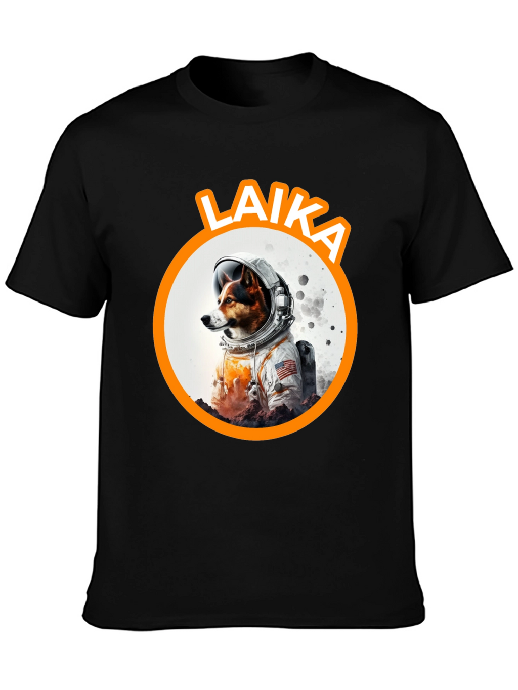 Laika Dog Astronaut Black T-Shirt