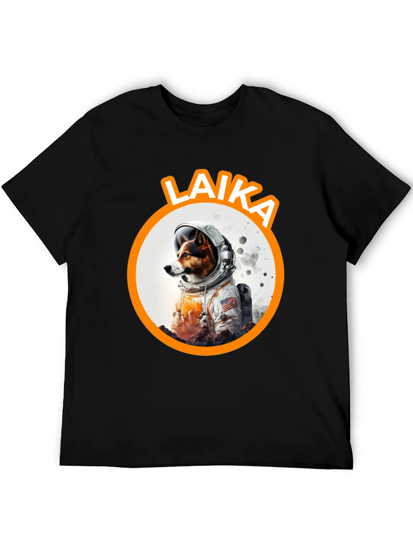 Laika Dog Astronaut Black T-Shirt