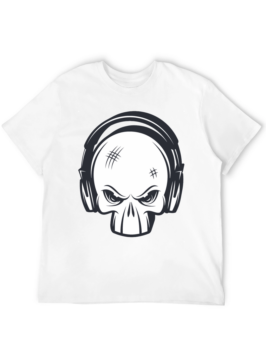 Skull with Headphones Graphic Black T-Shirt