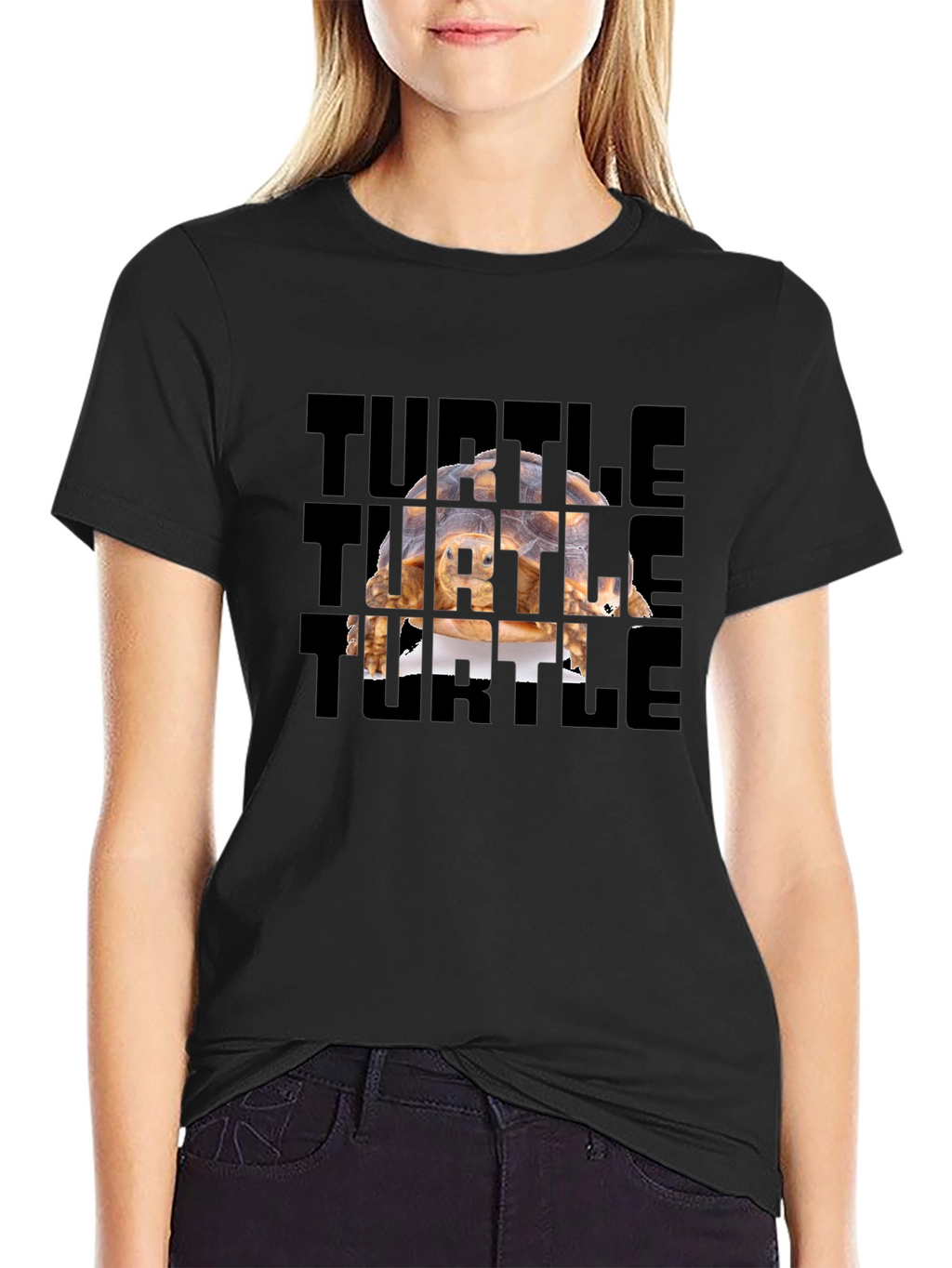 Turtle Graphic Tee - Black Cotton T-Shirt