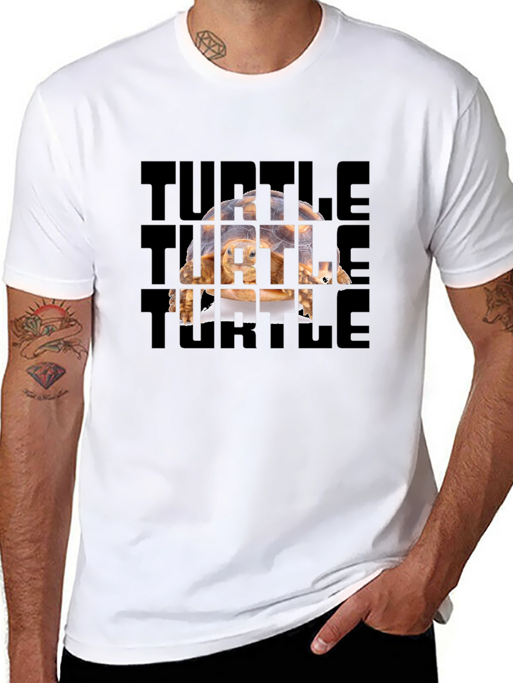 Turtle Graphic Tee - Black Cotton T-Shirt