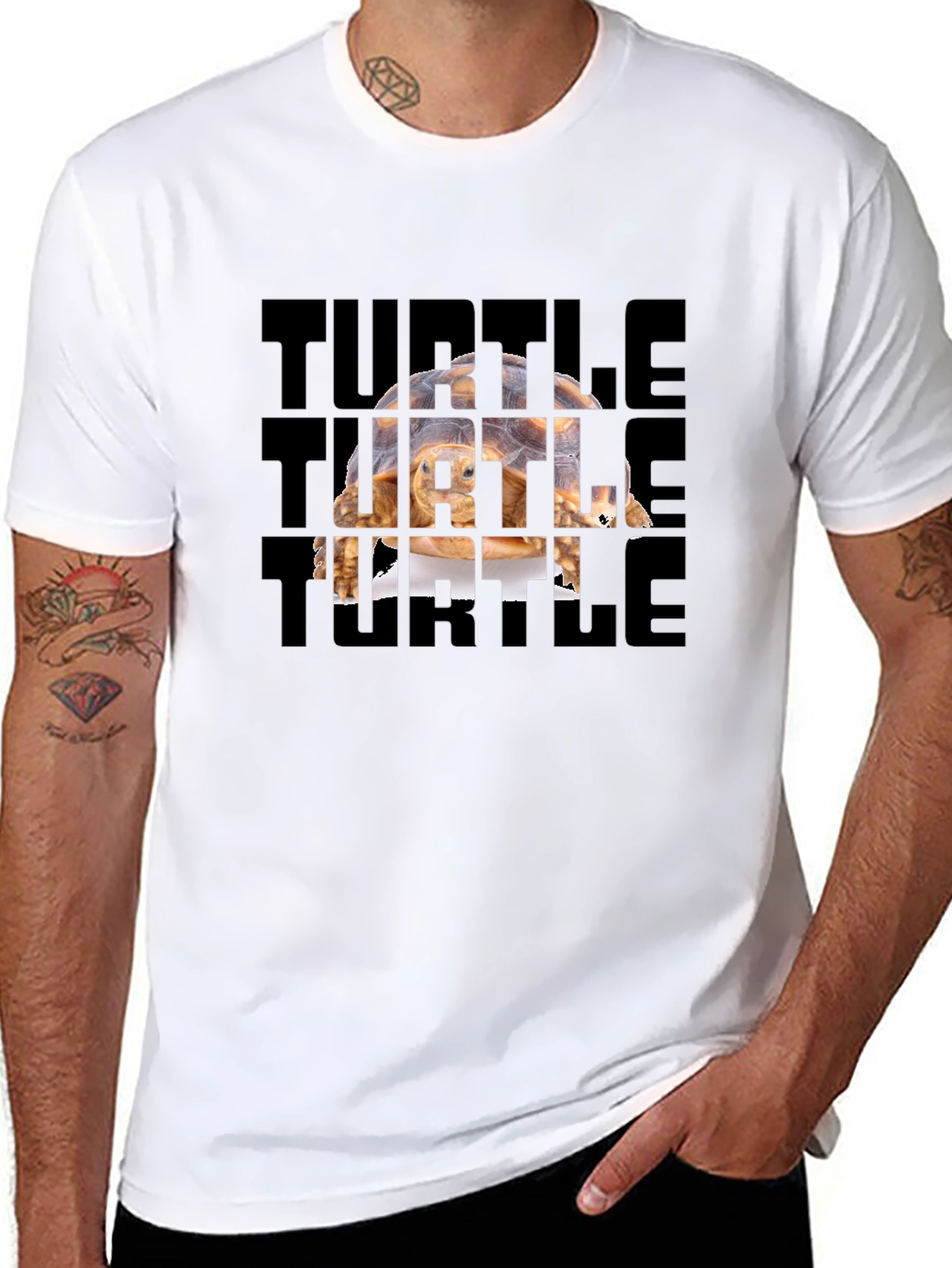 Turtle Graphic Tee - Black Cotton T-Shirt