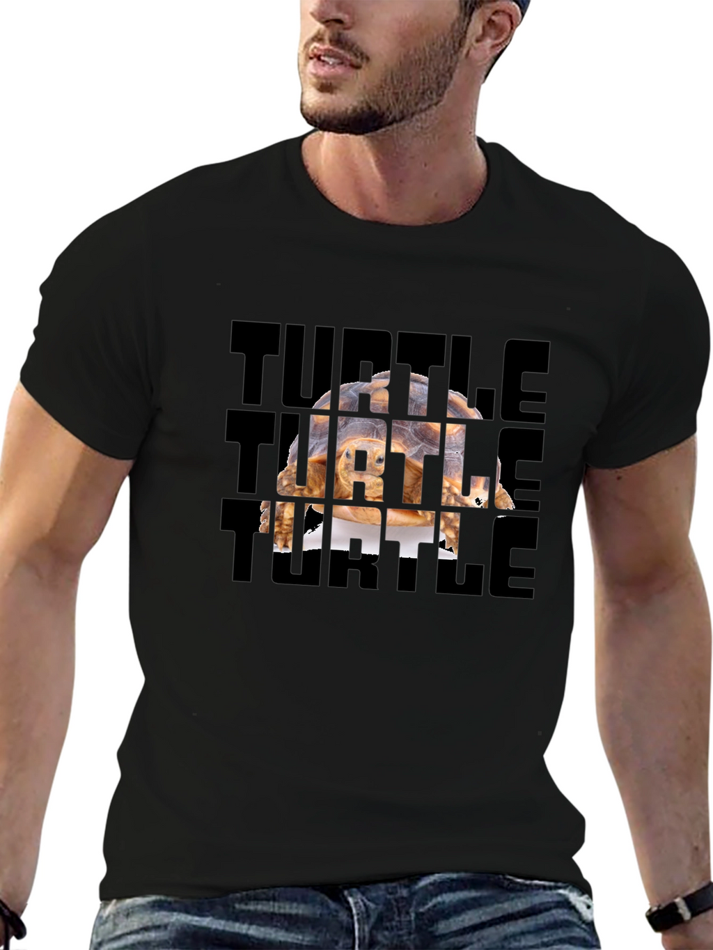 Turtle Graphic Tee - Black Cotton T-Shirt