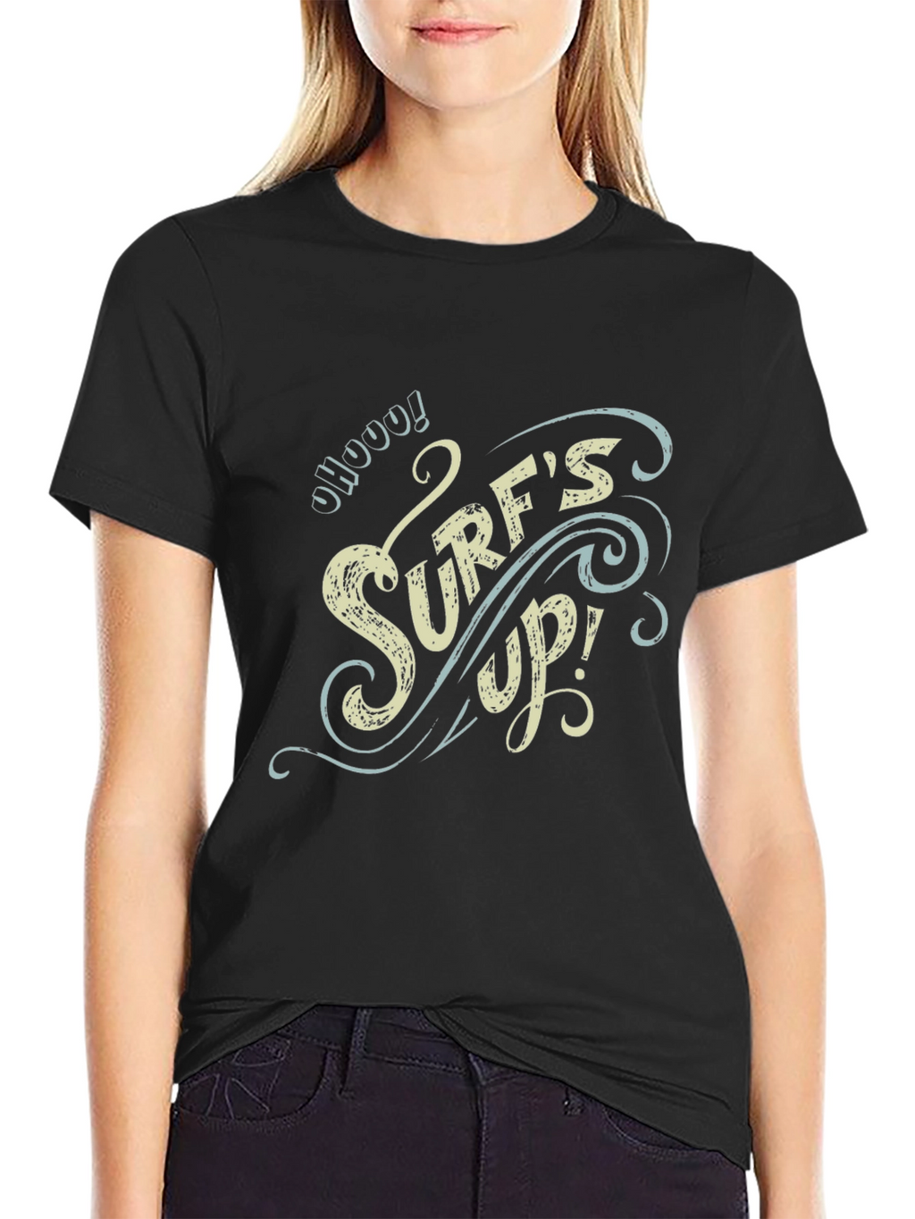 Surfs Up Graphic T-Shirt - Black Cotton Tee