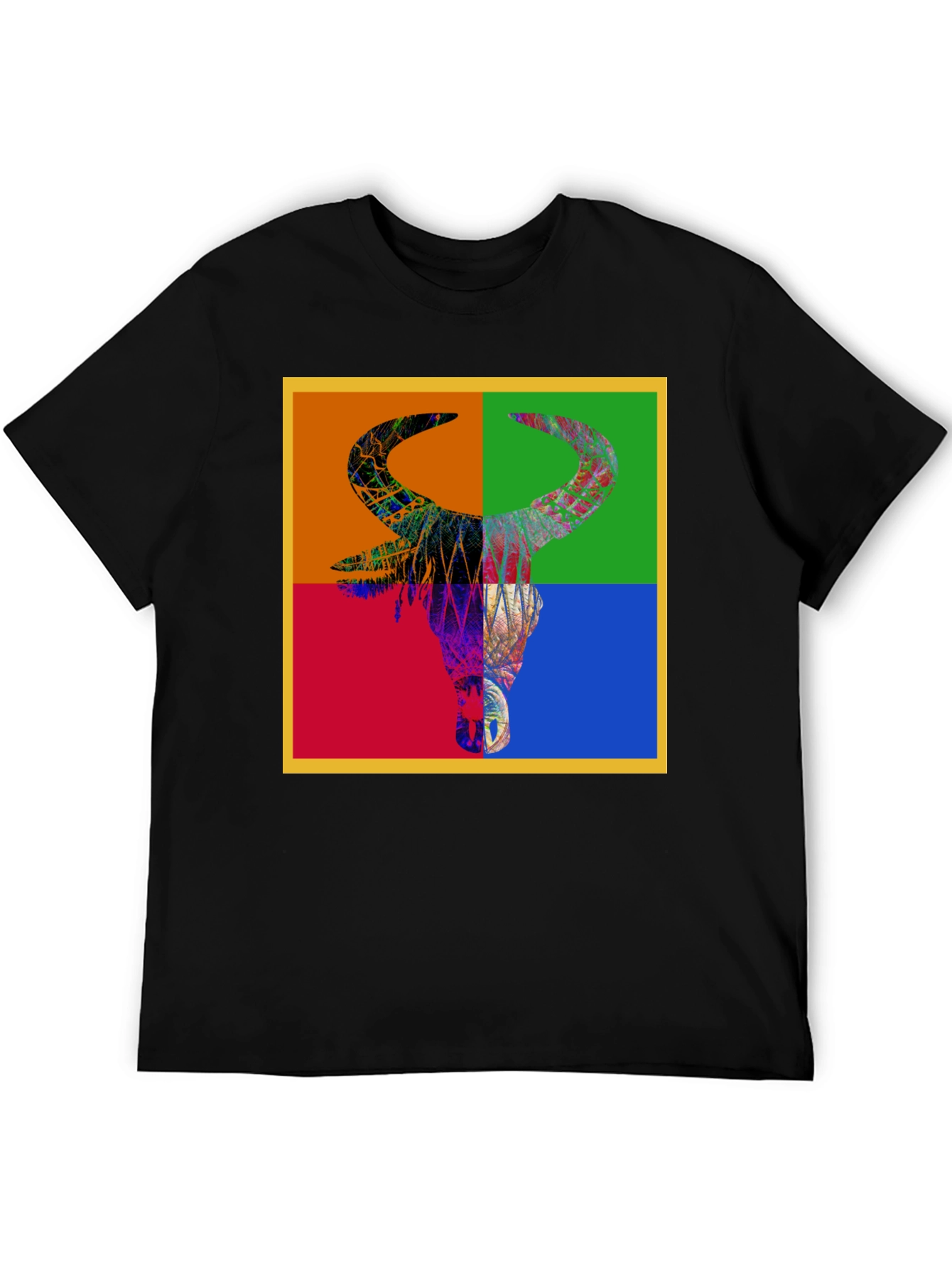 Abstract Bull Graphic Tee - Mens Black T-Shirt
