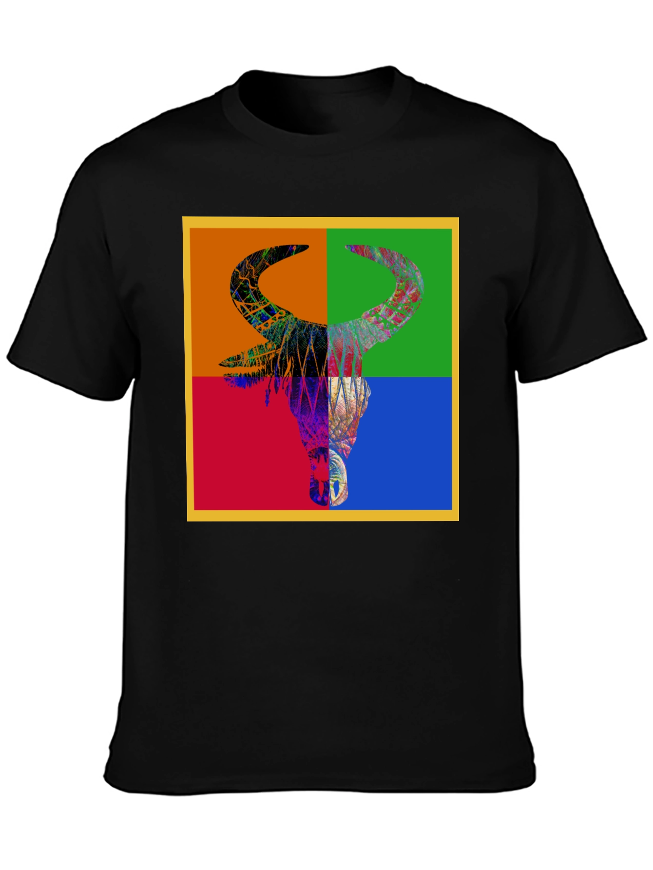 Abstract Bull Graphic Tee - Mens Black T-Shirt