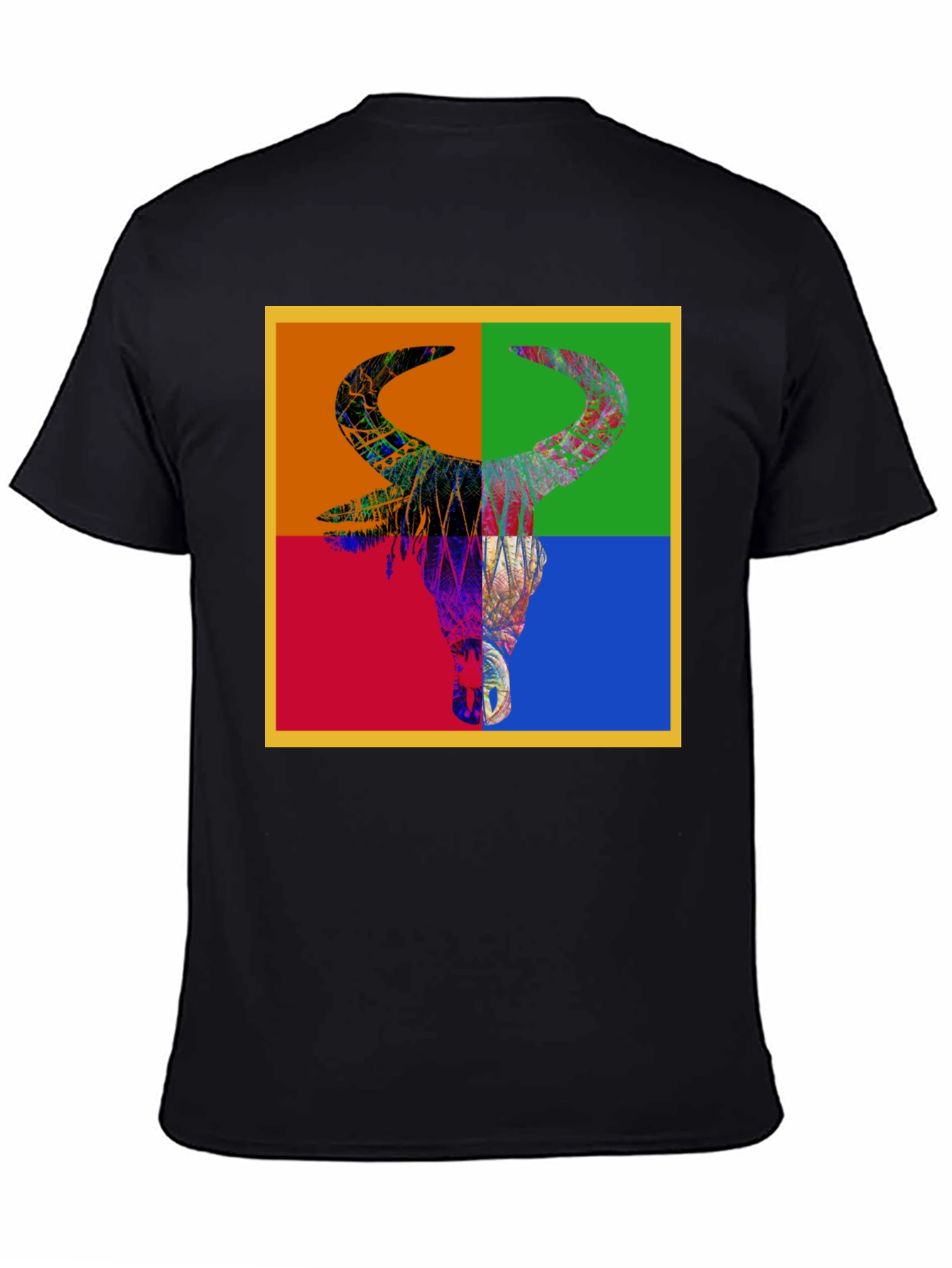 Abstract Bull Graphic Tee - Mens Black T-Shirt