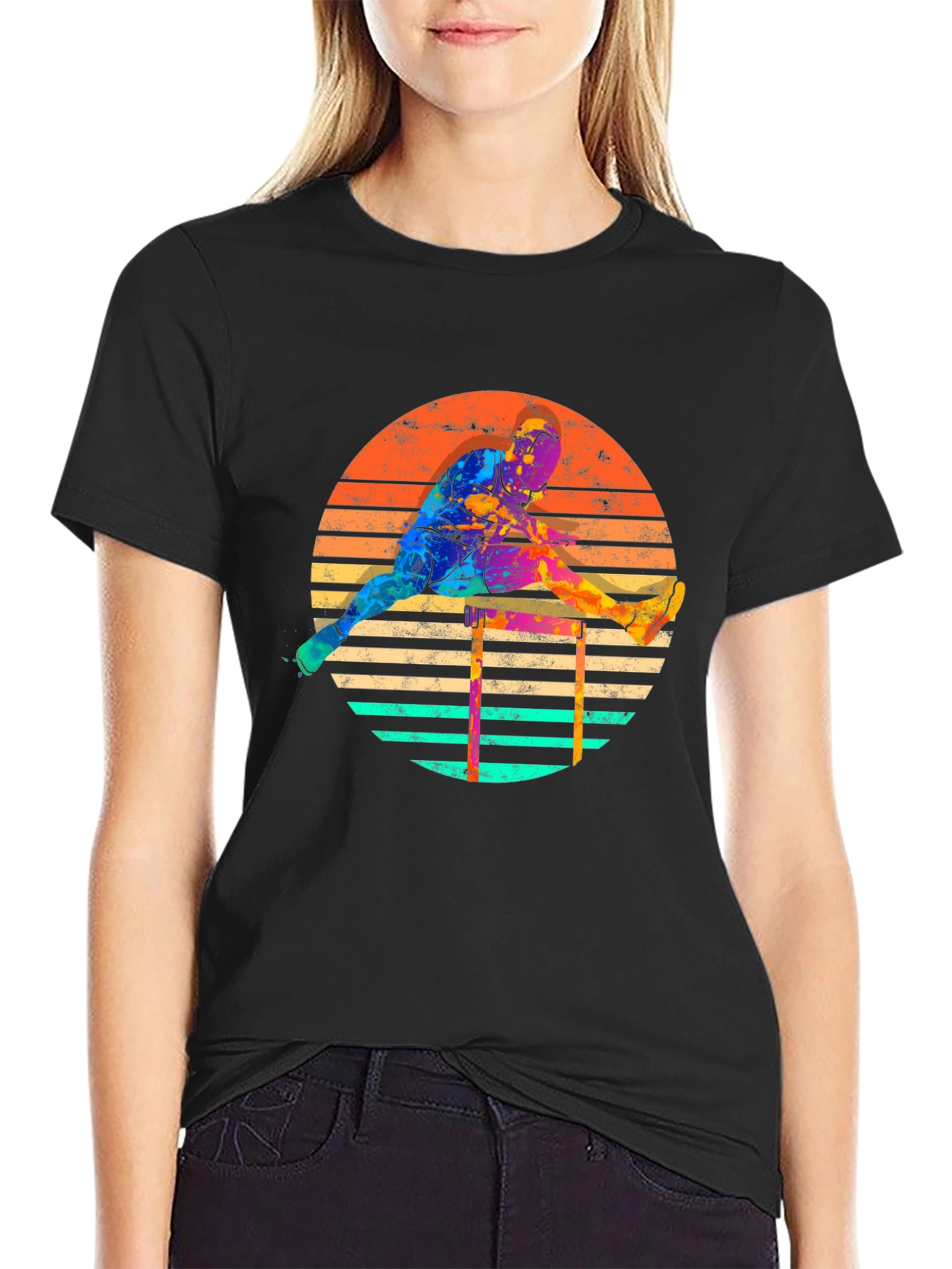 Retro Hurdler Graphic Tee - Athletic Style