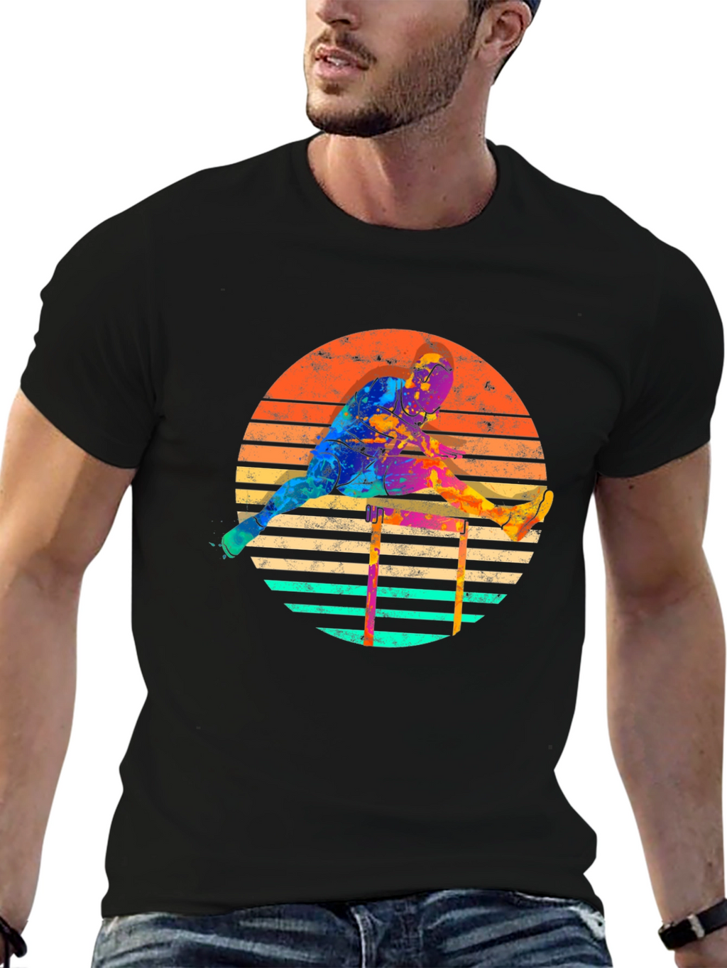 Retro Hurdler Graphic Tee - Athletic Style