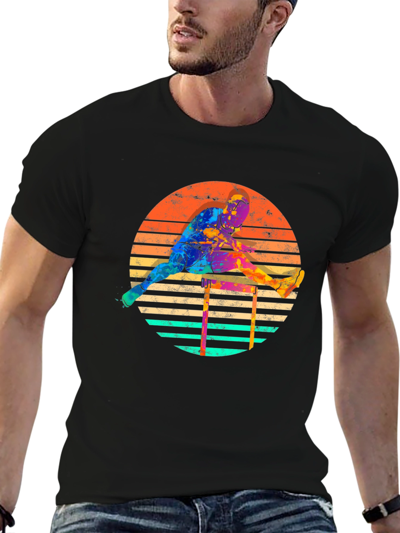 Retro Hurdler Graphic Tee - Athletic Style