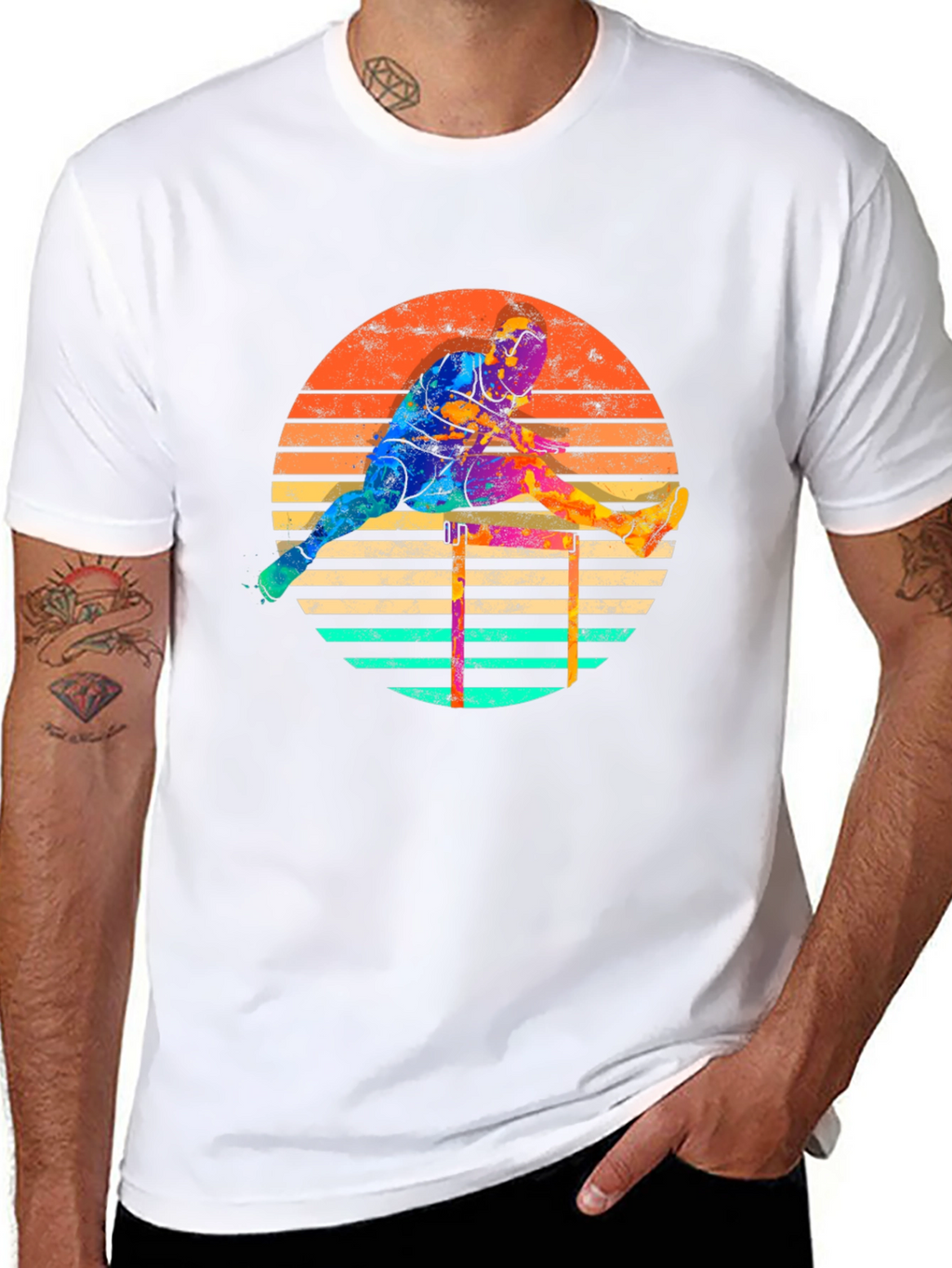 Retro Hurdler Graphic Tee - Athletic Style