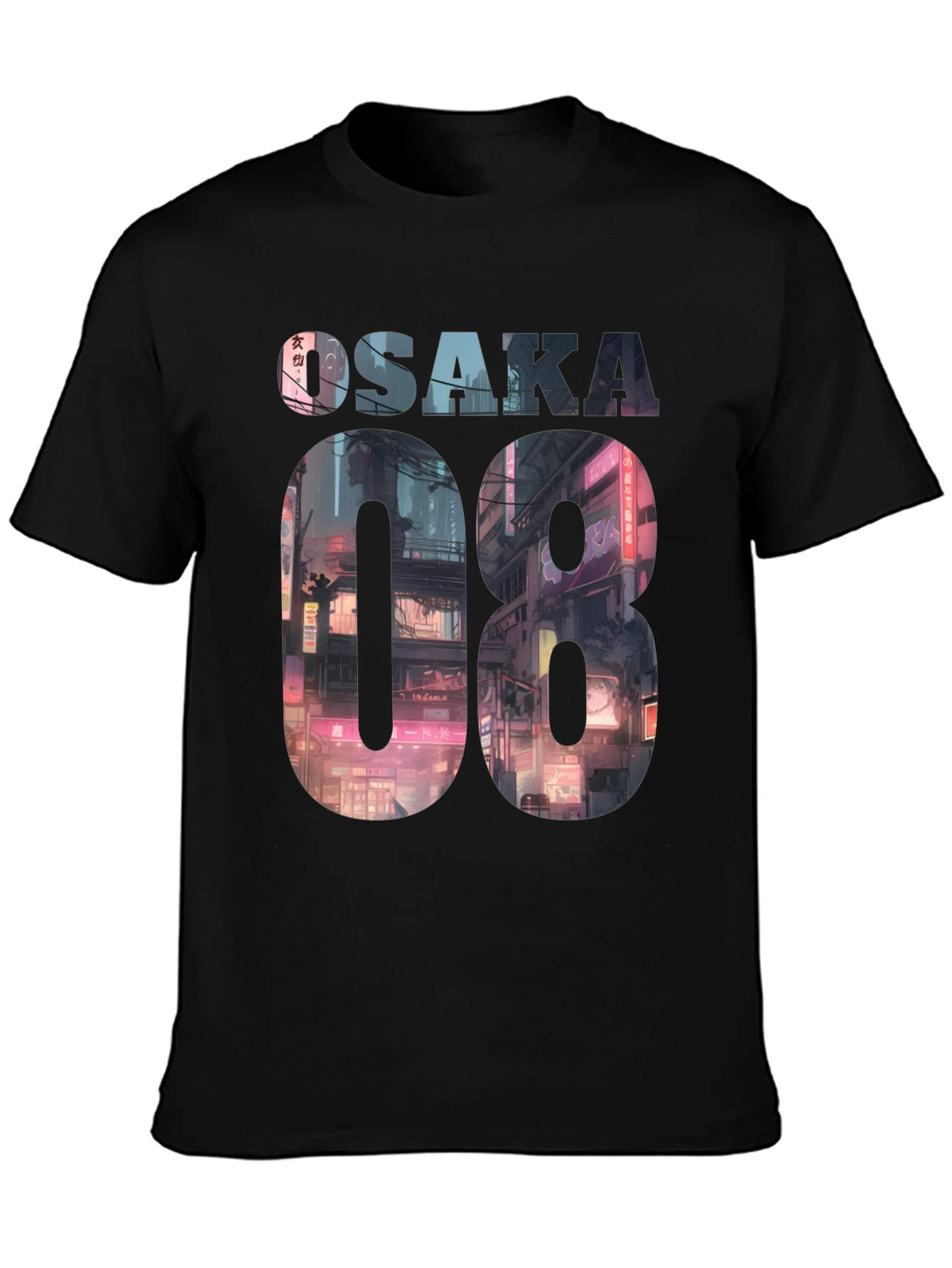 Osaka 08 Cityscape Graphic Tee - Black