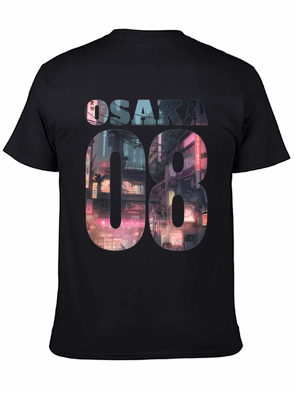 Osaka 08 Cityscape Graphic Tee - Black